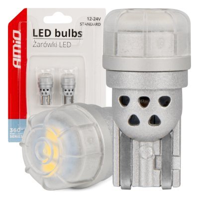 AMiO - LED žiarovky 360 Pure Light Series STANDARD T10 W5W 3x3020 SMD White 12V/24V