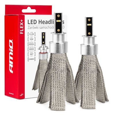 AMiO - LED žiarovky hlavného svietenia FLEX+ H3 canbus 6000K 12V 24V