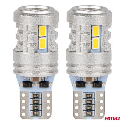 AMiO - LED žiarovky STANDARD T10 W5W 6x3020 + 1x3030 SMD White 12V/24V