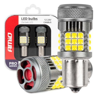 AMiO - LED žiarovky CANBUS PRO series 1156 BA15S P21W R10W R5W 36x3030 SMD FAN White 12V/24V