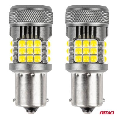 AMiO - LED žiarovky CANBUS PRO series 1156 BA15S P21W R10W R5W 36x3030 SMD FAN White 12V/24V