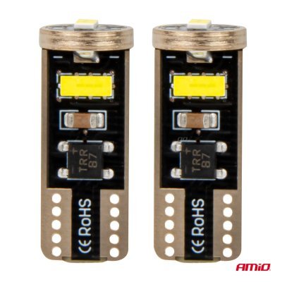 AMiO - LED žiarovky CANBUS T10e W5W 3x2055 SMD White 12V/24V