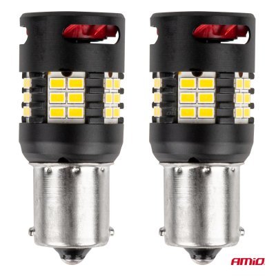 AMiO - LED žiarovky CANBUS PRO series 1156 BA15S P21W R10W R5W 24x3020 SMD FAN White 12V/24V