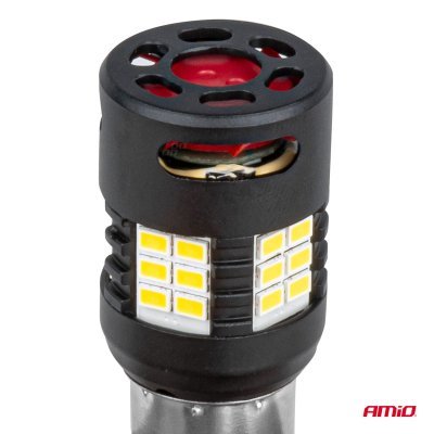 AMiO - LED žiarovky CANBUS PRO series 1156 BA15S P21W R10W R5W 24x3020 SMD FAN White 12V/24V