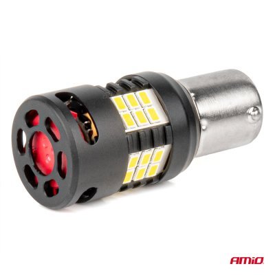 AMiO - LED žiarovky CANBUS PRO series 1156 BA15S P21W R10W R5W 24x3020 SMD FAN White 12V/24V