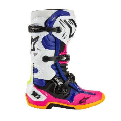 ALPINESTARS - Topánky TECH 10 limitovaná edície COAST, (biela/tmavo modrá/ružová/žltá fluo/oranžová/čierna, veľ. 42)