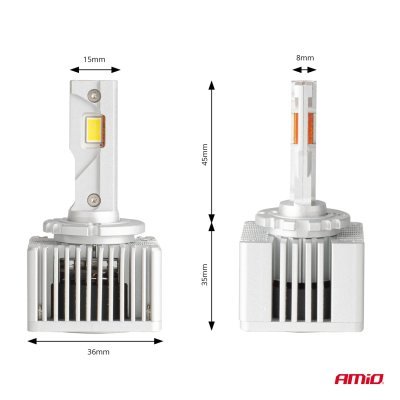 AMiO - LED žiarovky hlavného svietenia D1S D3S D8S X AllinOne canbus 6000K