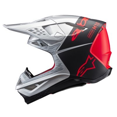 ALPINESTARS - prilba SUPERTECH S-M10 FLOOD, (strieborná/čierna matná/oranžová fluo, veľ. L)