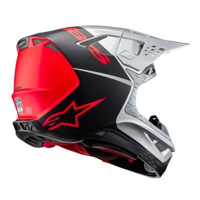 ALPINESTARS - prilba SUPERTECH S-M10 FLOOD, (strieborná/čierna matná/oranžová fluo, veľ. L)