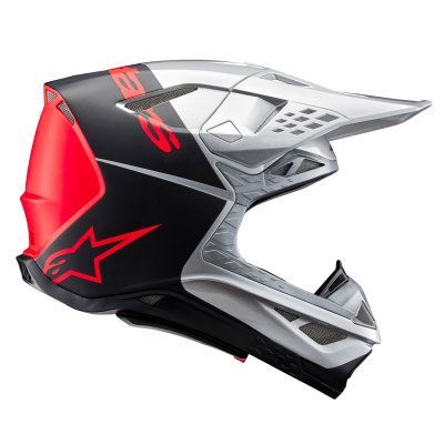 ALPINESTARS - prilba SUPERTECH S-M10 FLOOD, (strieborná/čierna matná/oranžová fluo, veľ. L)