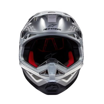 ALPINESTARS - prilba SUPERTECH S-M10 FLOOD, (strieborná/čierna matná/oranžová fluo, veľ. L)