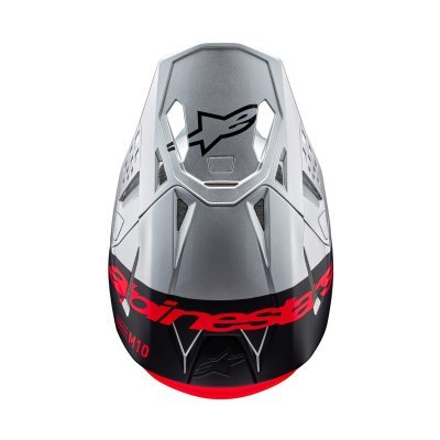 ALPINESTARS - prilba SUPERTECH S-M10 FLOOD, (strieborná/čierna matná/oranžová fluo, veľ. L)