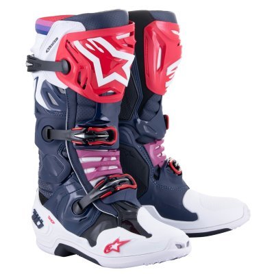 ALPINESTARS - Topánky TECH 10 SUPERVENTED, perforované (tmavo modrá/biela/červená/fialová, veľ. 49.5)