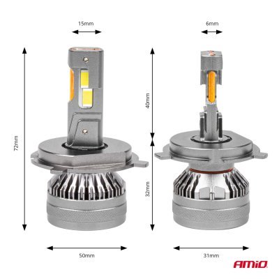 AMiO - LED žiarovky hlavného svietenia H4/H19 HP séria Full Canbus