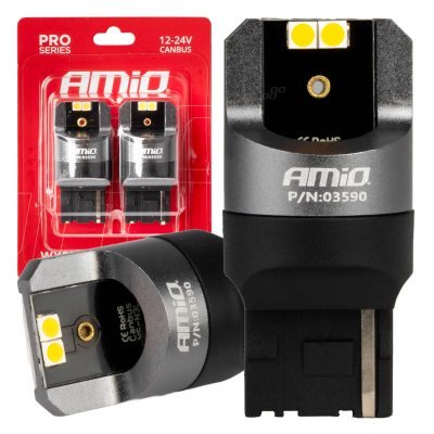 AMiO - LED CANBUS PRO series 7440 WY21W 4x3030 SMD Orange 12/24V CANBUS