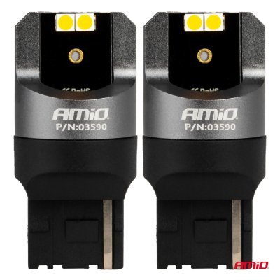 AMiO - LED CANBUS PRO series 7440 WY21W 4x3030 SMD Orange 12/24V CANBUS
