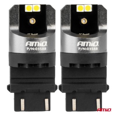 AMiO - LED CANBUS PRO series 3157 P27/7W 4x3030 SMD White 12/24V CANBUS