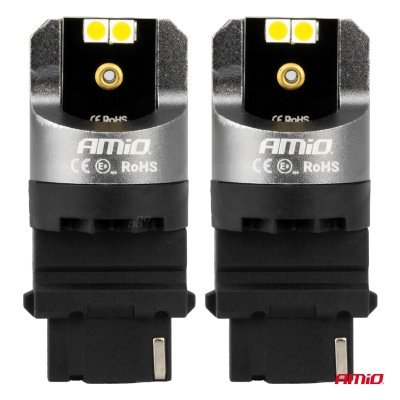 AMiO - LED CANBUS PRO series 3156 P27W 4x3030 SMD White 12/24V CANBUS