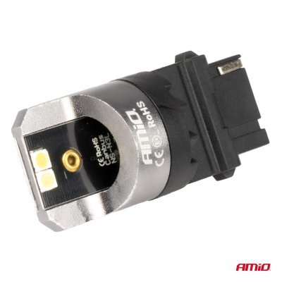 AMiO - LED CANBUS PRO series 3156 P27W 4x3030 SMD White 12/24V CANBUS