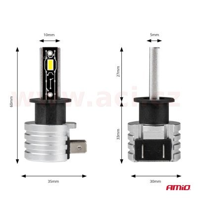 LED H3 2x 21W - bílá 5x1,5W (patice PK22s), sada 2 ks