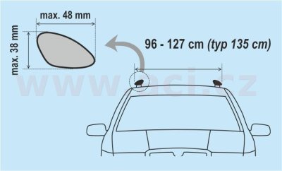 Strešný nosič zamykací hliníkový 135 cm, sada 2 ks, pre vozidlá s pozdĺžnymi nosičmi, ALU-PRO