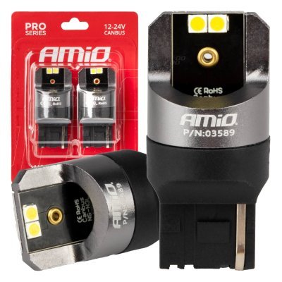 AMiO - LED CANBUS PRO series 7440 W21W 4x3030 SMD White 12/24V CANBUS