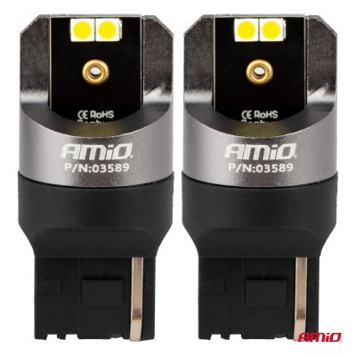 AMiO - LED CANBUS PRO series 7440 W21W 4x3030 SMD White 12/24V CANBUS