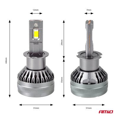 AMiO - LED žiarovky hlavného svietenia HP Full Canbus H3 12V 24v 6500k