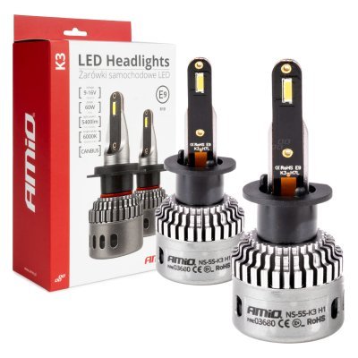 AMiO - LED žiarovky hlavného svietenia K3 H1 12V 6000K canbus
