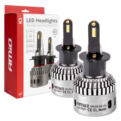 AMiO - LED žiarovky hlavného svietenia K3 H3 12V 6000K canbus