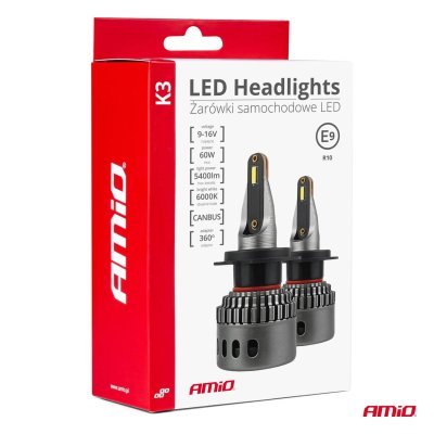 AMiO - LED žiarovky hlavného svietenia K3 H7 12V 6000K canbus