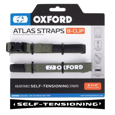 OXFORD - batožinové popruhy Atlas B-Clip, 2 ks, (zelená, 17mm x 2m)