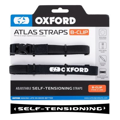 OXFORD - batožinové popruhy Atlas B-Clip, 2 ks, (čierna, 17mm x 1,2m)