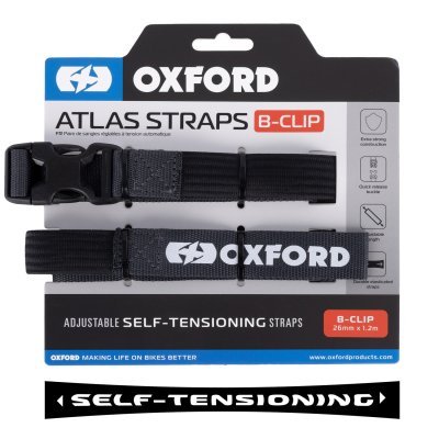 OXFORD - batožinové popruhy Atlas B-Clip, 2 ks, (sivá, 26mm x 1,2m)