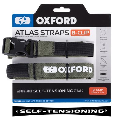 OXFORD - batožinové popruhy Atlas B-Clip, 2 ks, (zelená, 26mm x 2m)