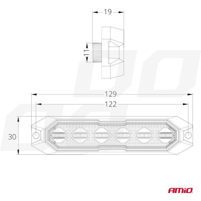 AMiO - Výstražné osvetlenie oranžové 6x3W LED R65 R10 12/24V IP6K9K