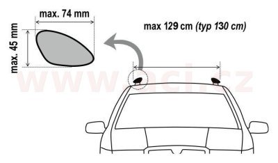 střešní nosič zamykací hliníkový 135 cm, max průřez nosiče 45x74 mm, sada 2 ks, pro vozidla s podélnými nosiči, ALU-PRO