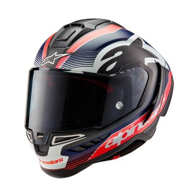 ALPINESTARS - prilba SUPERTECH R10 TEAM, (matný karbón/červená fluo/modrá/biela, veľ. 2XL)