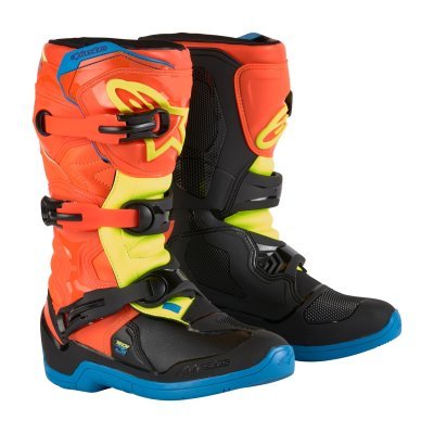 ALPINESTARS - Topánky TECH 3S YOUTH, detské (oranžová fluo/modrá/žltá fluo/čierna, veľ. 42)