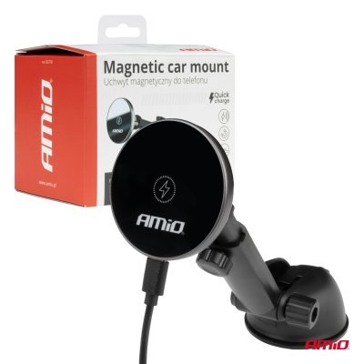 AMiO - Magnetický držiak telefónu s bezdrôtovým indukčným nabíjaním 15W