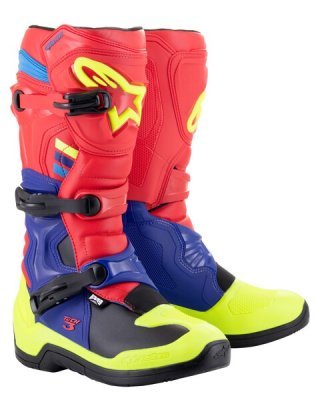 ALPINESTARS - Topánky TECH 3, (červená/modrá/žltá fluo/čierna, veľ. 44.5)