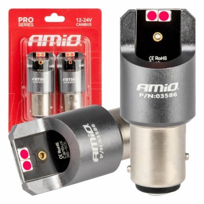 AMiO - LED žiarovky CANBUS PRO series BAY15D P21/5W 4x3030 SMD Red 12/24V