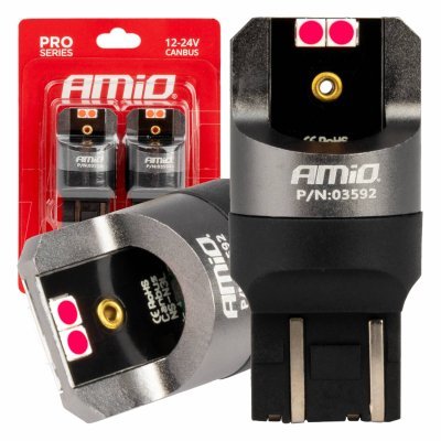 AMiO - LED žiarovky CANBUS PRO series 7443 W21/5W 4x3030 SMD Red 12/24V