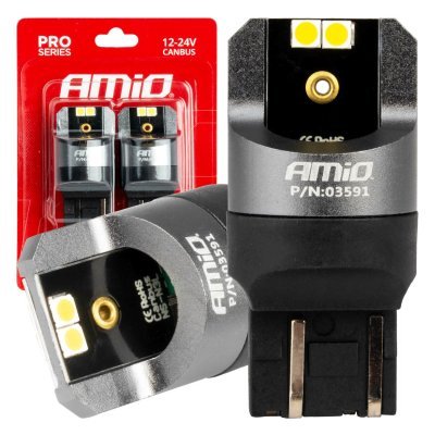 AMiO - LED žiarovky CANBUS PRO series 7443 W21/5W 4x3030 SMD White 12/24V