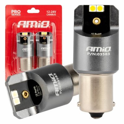 AMiO - LED žiarovky CANBUS PRO series BA15S P21W 4x3030 SMD White 12/24V