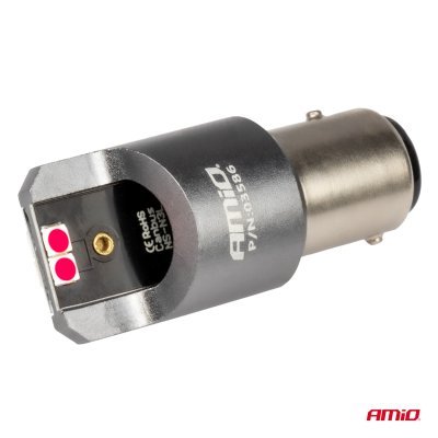 AMiO - LED žiarovky CANBUS PRO series BAY15D P21/5W 4x3030 SMD Red 12/24V