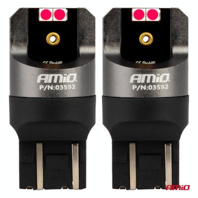 AMiO - LED žiarovky CANBUS PRO series 7443 W21/5W 4x3030 SMD Red 12/24V