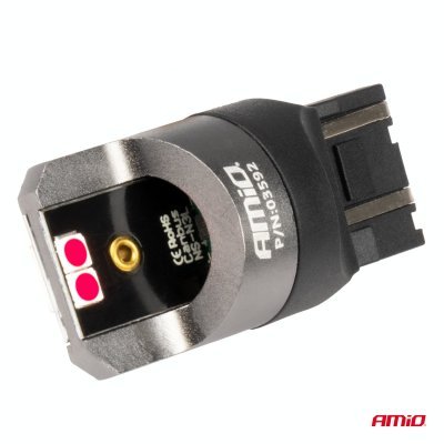 AMiO - LED žiarovky CANBUS PRO series 7443 W21/5W 4x3030 SMD Red 12/24V