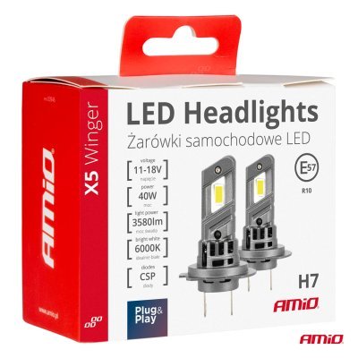 AMiO - LED žiarovky X5-series WINGER H7 H18 6000K max 40W