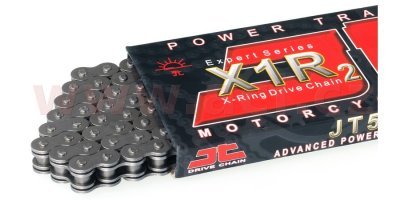 JT Chains - Reťaz 520X1R2, (x-kruhový, farba čierna, 116 článkov, vrátane nitovacej a rozpojovacej spojky)